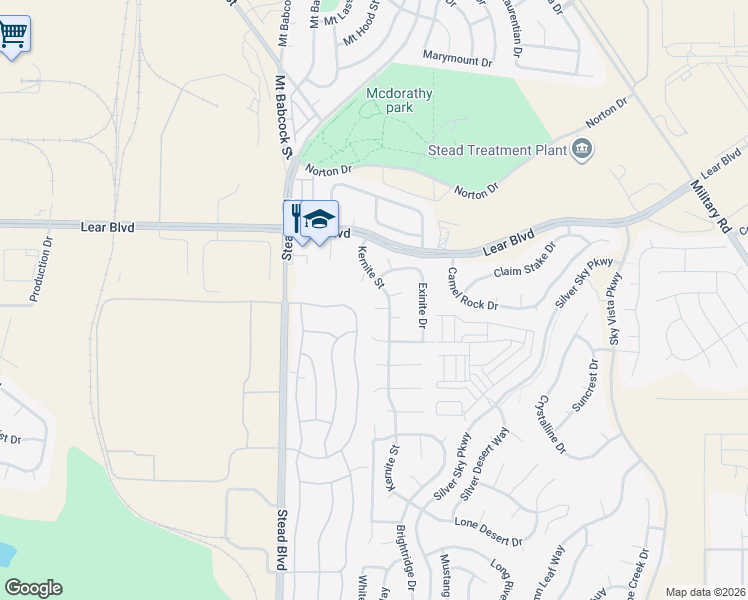map of restaurants, bars, coffee shops, grocery stores, and more near 11020 Kernite Court in Reno