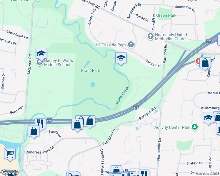map of restaurants, bars, coffee shops, grocery stores, and more near in Centerville