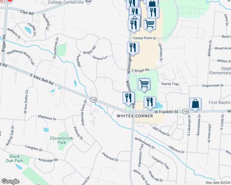 map of restaurants, bars, coffee shops, grocery stores, and more near 2580 Hingham Lane in Dayton