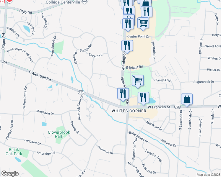 map of restaurants, bars, coffee shops, grocery stores, and more near 2555 Hingham Lane in Dayton