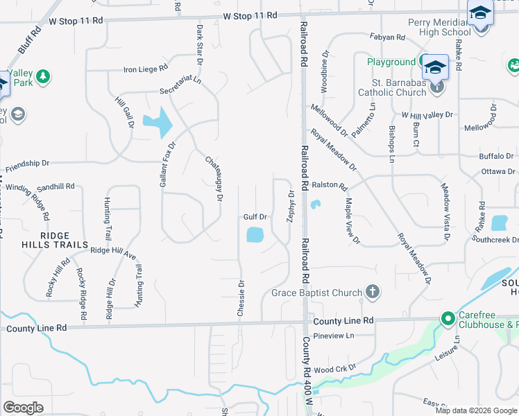 map of restaurants, bars, coffee shops, grocery stores, and more near 8611 Gandy Court in Indianapolis