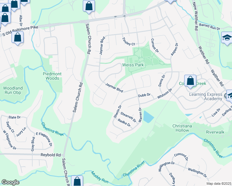 map of restaurants, bars, coffee shops, grocery stores, and more near 400 Jaymar Boulevard in Newark