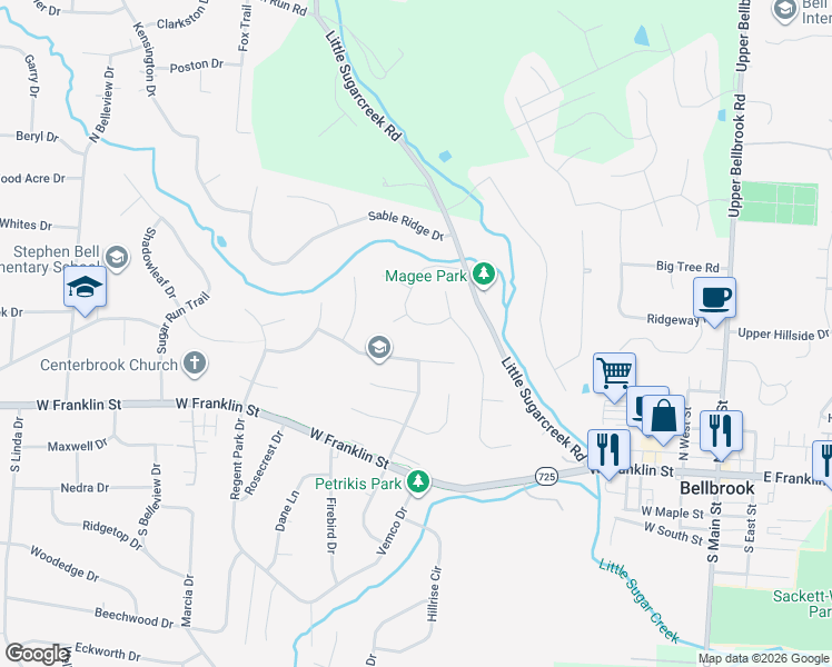 map of restaurants, bars, coffee shops, grocery stores, and more near in Bellbrook