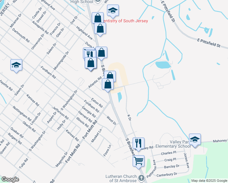 map of restaurants, bars, coffee shops, grocery stores, and more near 233 South Broadway in Pennsville
