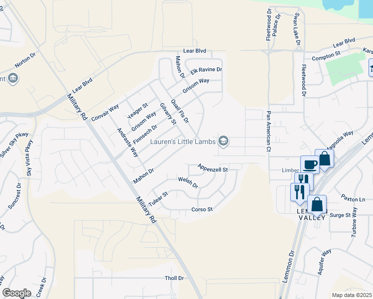 map of restaurants, bars, coffee shops, grocery stores, and more near 8904 Mahon Drive in Reno