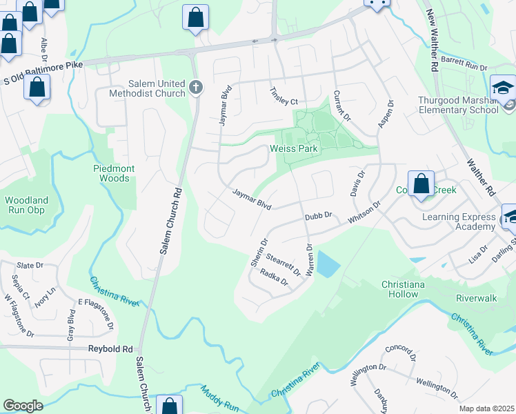 map of restaurants, bars, coffee shops, grocery stores, and more near 400 Jaymar Boulevard in Newark