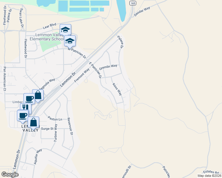 map of restaurants, bars, coffee shops, grocery stores, and more near 455 East Patrician Drive in Reno