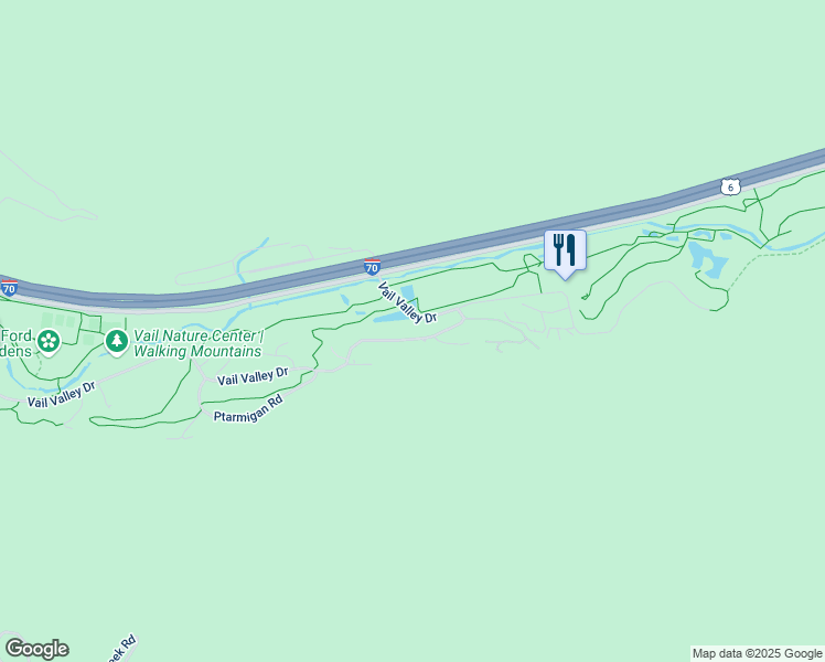 map of restaurants, bars, coffee shops, grocery stores, and more near 1455A Vail Valley Drive in Vail