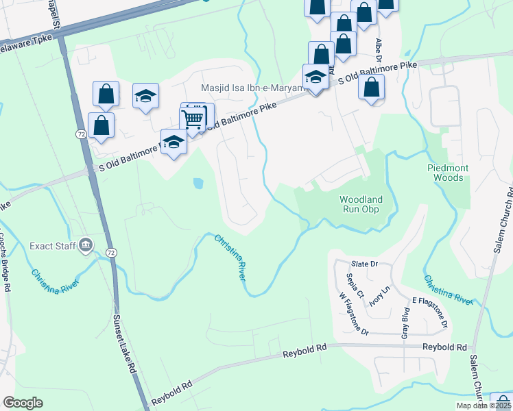 map of restaurants, bars, coffee shops, grocery stores, and more near 146 Torington Way in Newark