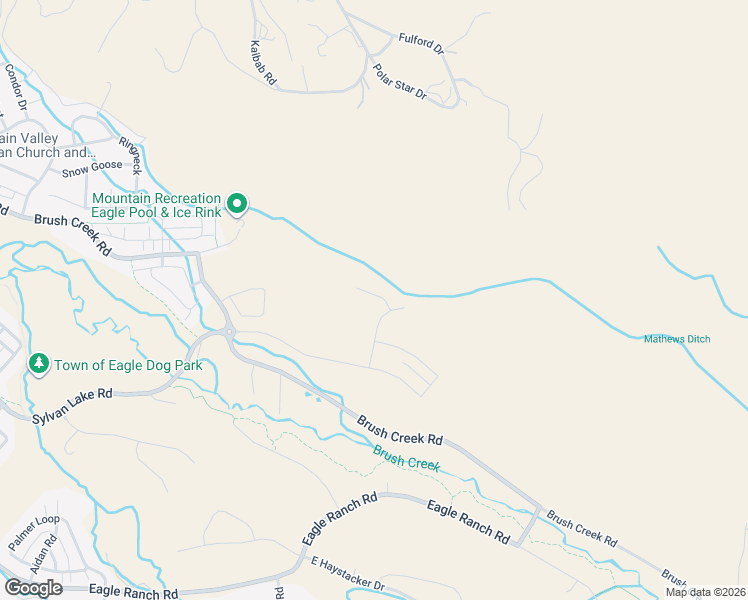 map of restaurants, bars, coffee shops, grocery stores, and more near Brush Creek Road in Eagle