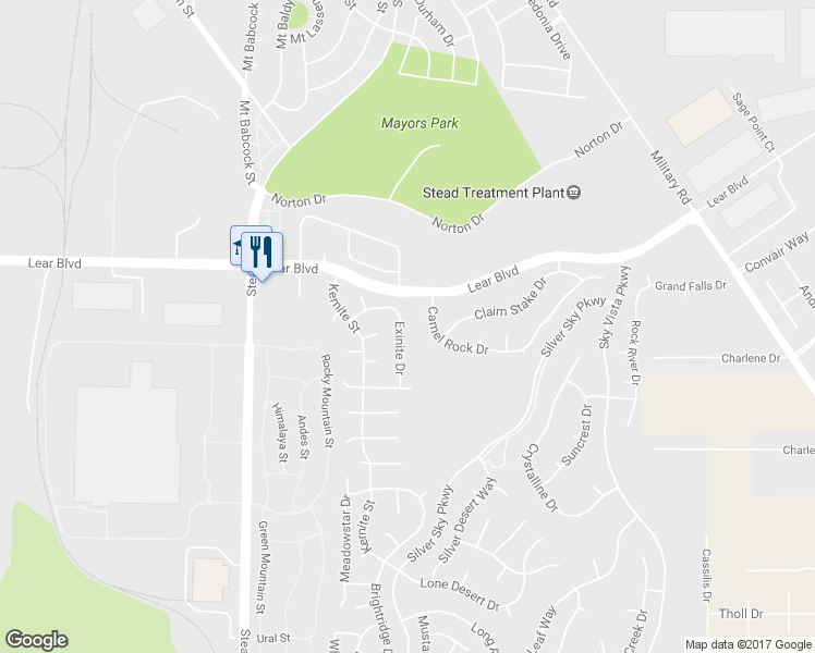 map of restaurants, bars, coffee shops, grocery stores, and more near 14002 Exinite Drive in Reno