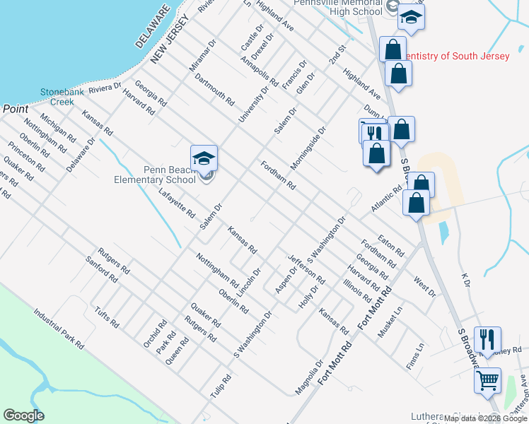 map of restaurants, bars, coffee shops, grocery stores, and more near 98 Morningside Drive in Pennsville