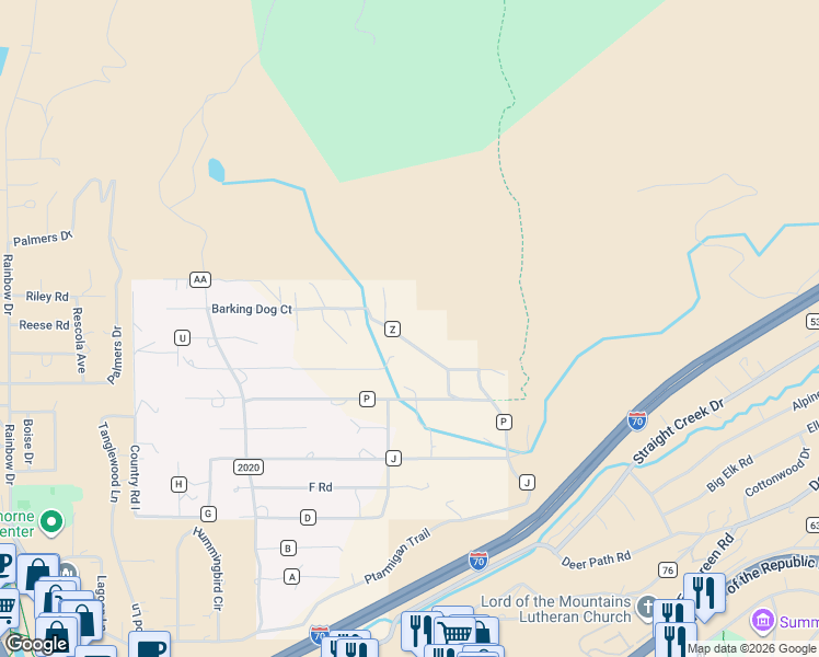 map of restaurants, bars, coffee shops, grocery stores, and more near 421 Z Road in Silverthorne