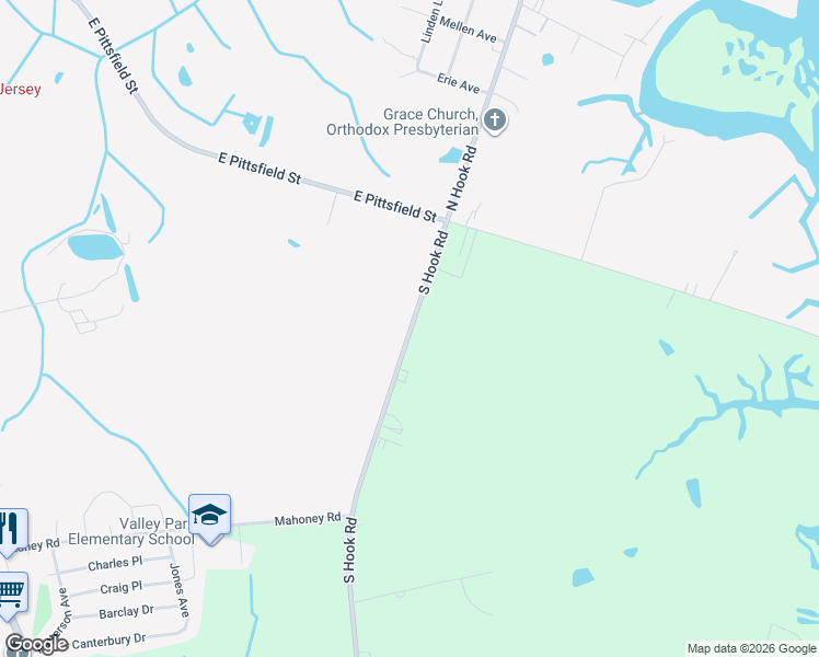map of restaurants, bars, coffee shops, grocery stores, and more near 33 South Hook Road in Salem County