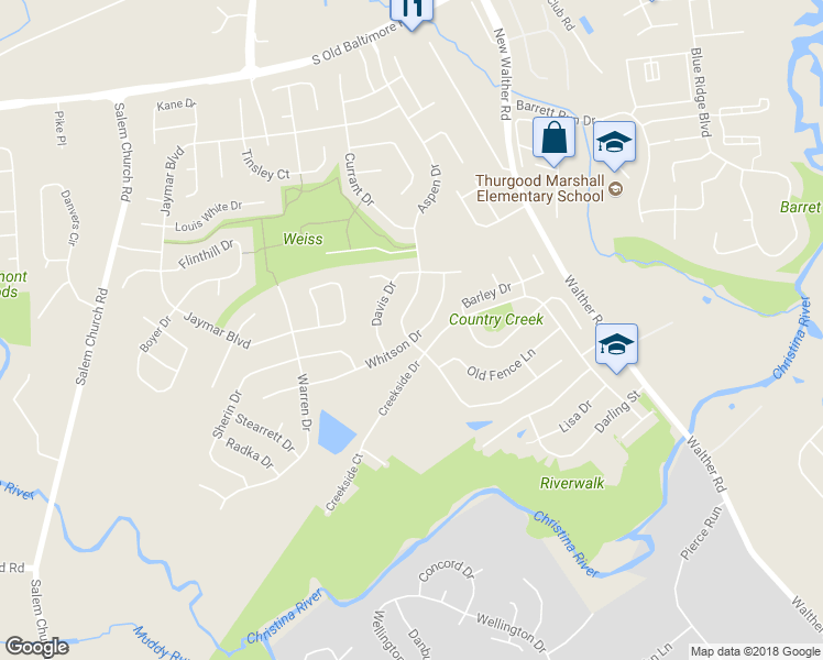 map of restaurants, bars, coffee shops, grocery stores, and more near 219 Aspen Drive in Newark