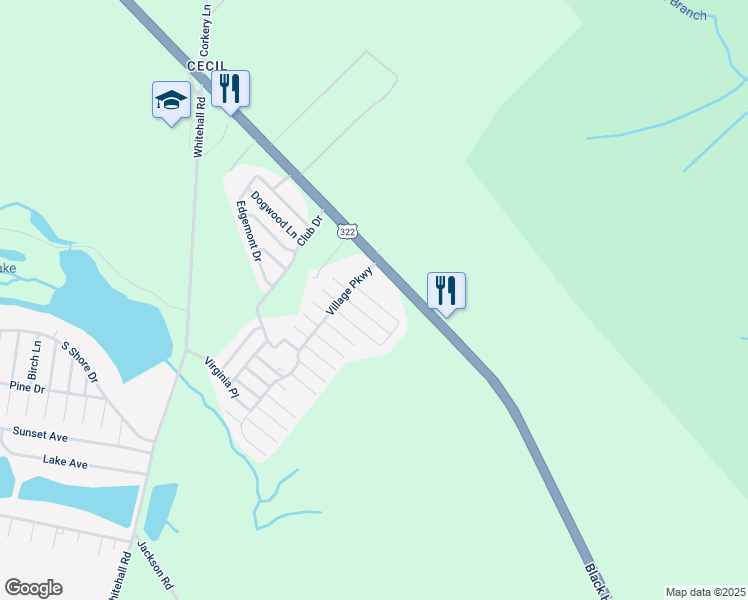 map of restaurants, bars, coffee shops, grocery stores, and more near 723 Bayberry Lane in Monroe