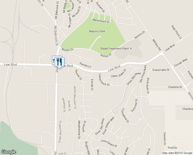 map of restaurants, bars, coffee shops, grocery stores, and more near 14002 Exinite Drive in Reno