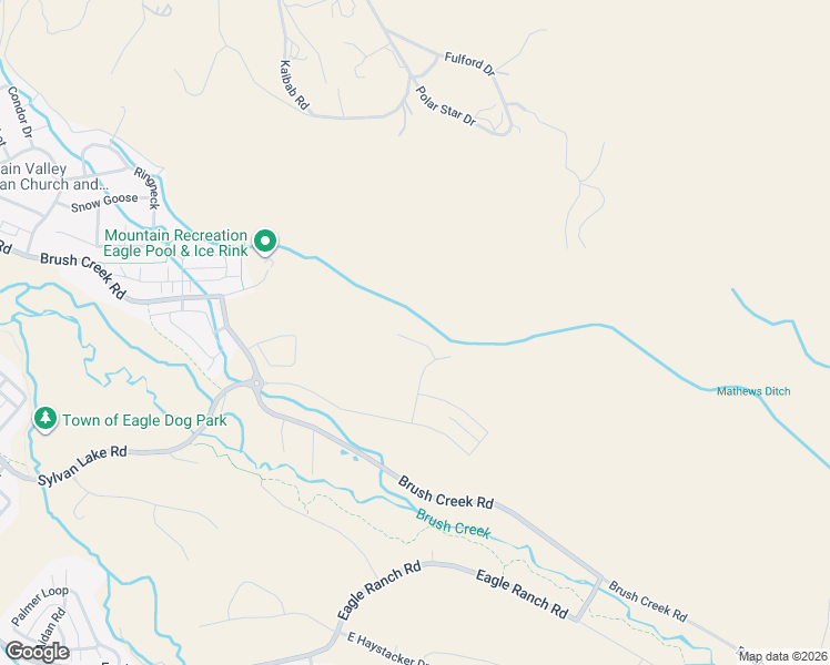 map of restaurants, bars, coffee shops, grocery stores, and more near Brush Creek Road in Eagle