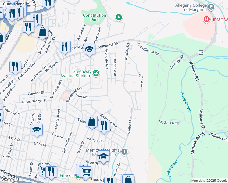 map of restaurants, bars, coffee shops, grocery stores, and more near 727 Haddon Avenue in Cumberland