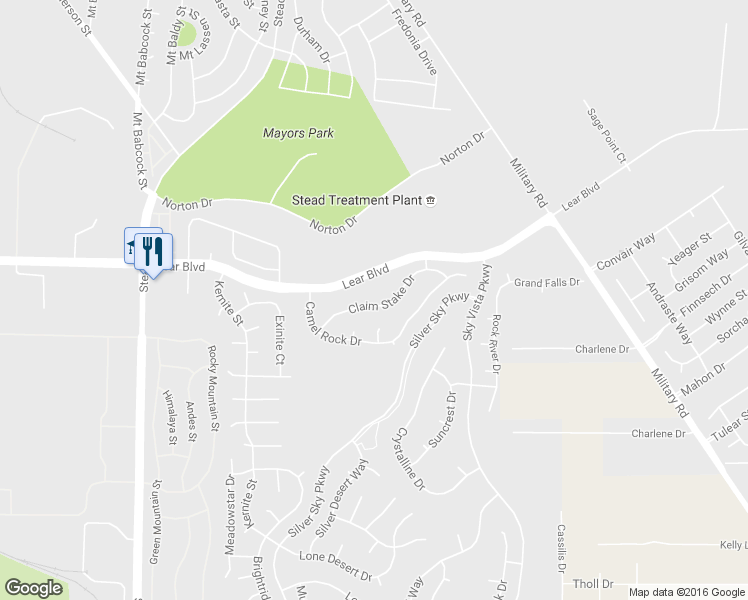 map of restaurants, bars, coffee shops, grocery stores, and more near 11975 Camel Rock Drive in Reno