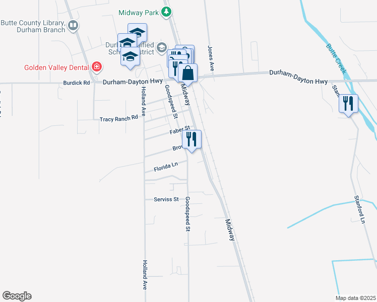 map of restaurants, bars, coffee shops, grocery stores, and more near 9310 Goodspeed Street in Durham