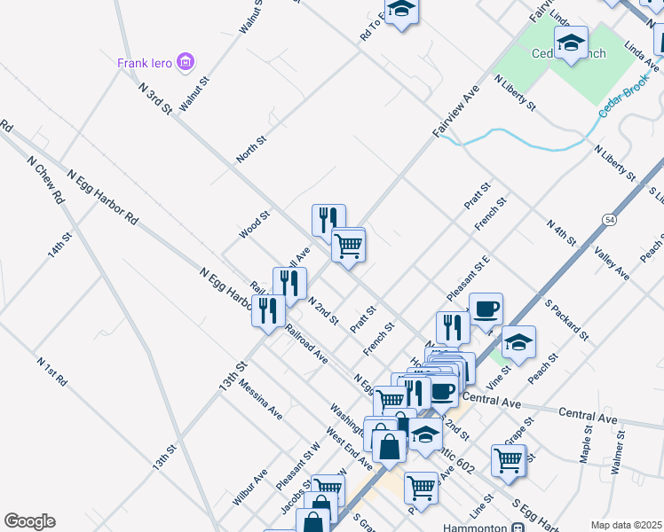 map of restaurants, bars, coffee shops, grocery stores, and more near 312 Fairview Avenue in Hammonton