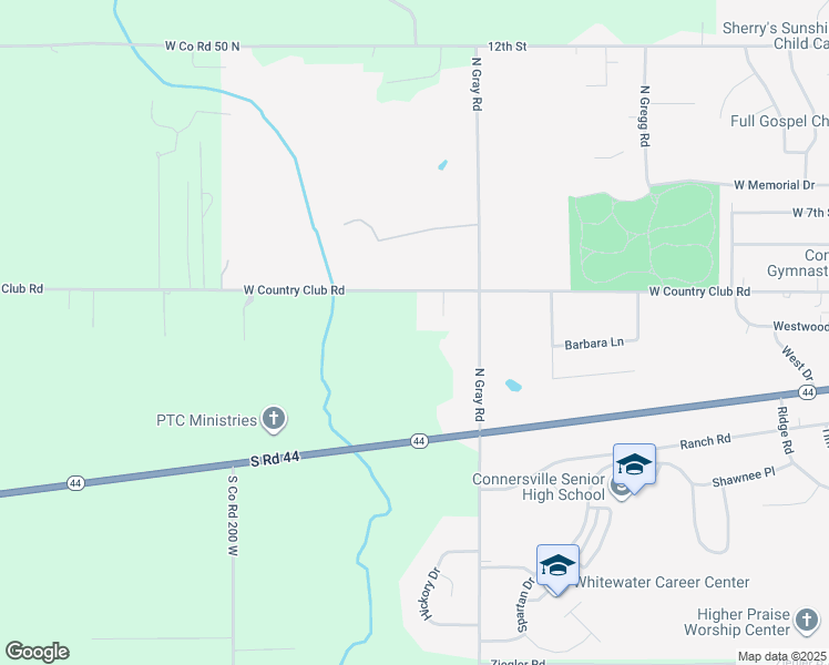 map of restaurants, bars, coffee shops, grocery stores, and more near 1863 West Country Club Road in Connersville