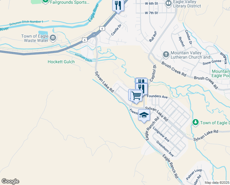 map of restaurants, bars, coffee shops, grocery stores, and more near 61 Pearch Street in Eagle