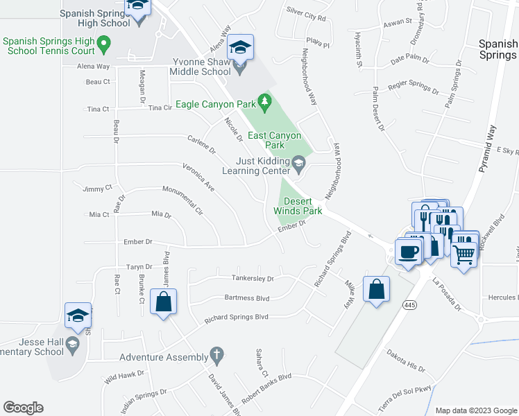 map of restaurants, bars, coffee shops, grocery stores, and more near 100 Carlene Drive in Sparks
