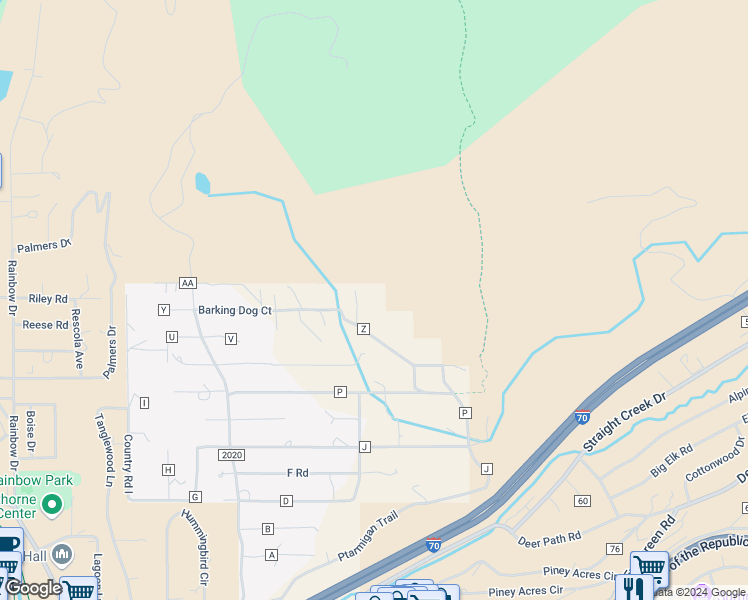 map of restaurants, bars, coffee shops, grocery stores, and more near 371 Z Road in Silverthorne
