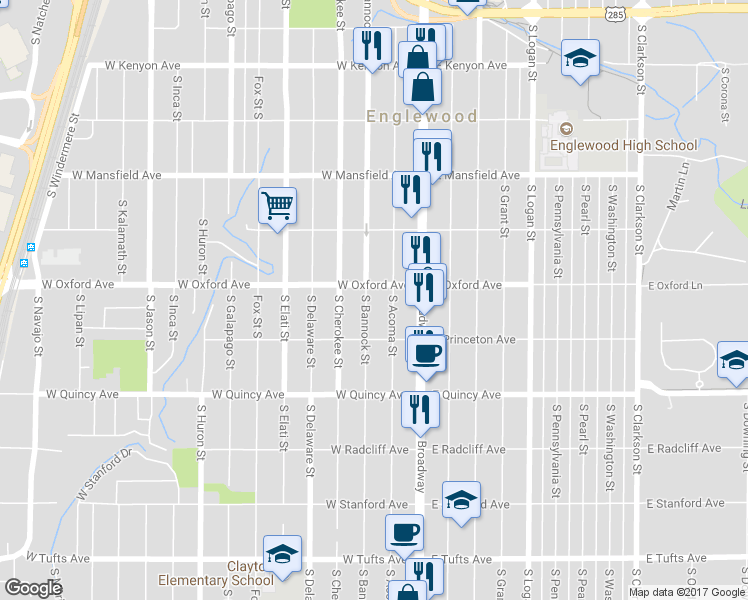map of restaurants, bars, coffee shops, grocery stores, and more near in 