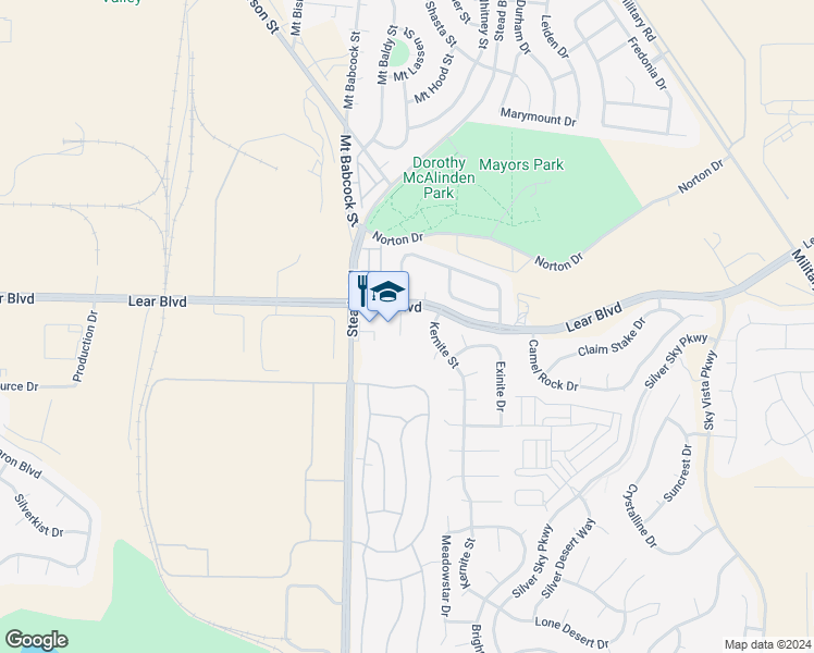 map of restaurants, bars, coffee shops, grocery stores, and more near 13890 Stead Boulevard in Reno