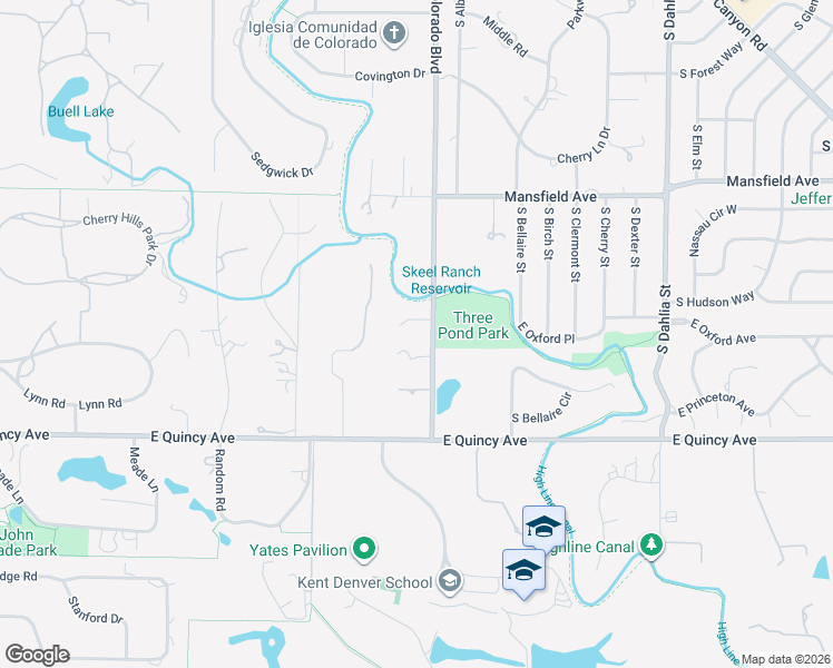 map of restaurants, bars, coffee shops, grocery stores, and more near 4101 South Colorado Boulevard in Englewood