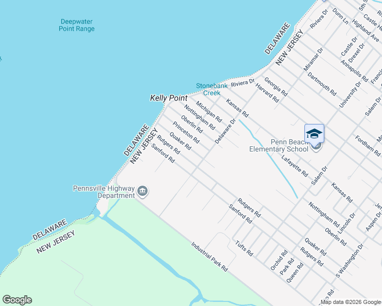 map of restaurants, bars, coffee shops, grocery stores, and more near 123 Quaker Road in Pennsville