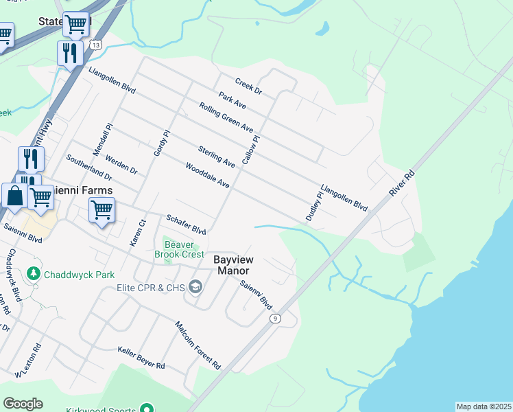 map of restaurants, bars, coffee shops, grocery stores, and more near 408 Wooddale Avenue in New Castle