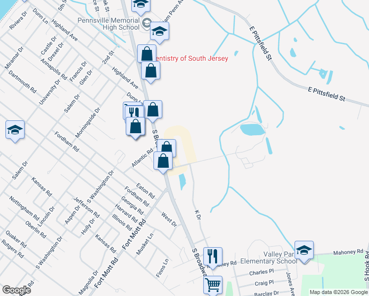 map of restaurants, bars, coffee shops, grocery stores, and more near 1000 Carroll Avenue in Pennsville Township