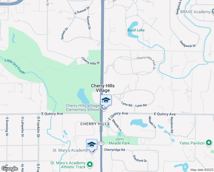 map of restaurants, bars, coffee shops, grocery stores, and more near 4150 South University Boulevard in Englewood