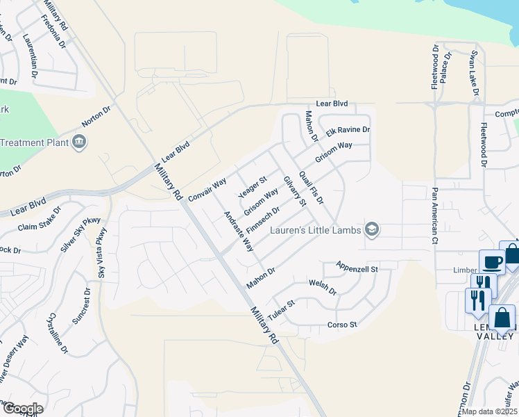 map of restaurants, bars, coffee shops, grocery stores, and more near 8960 Grisom Way in Reno