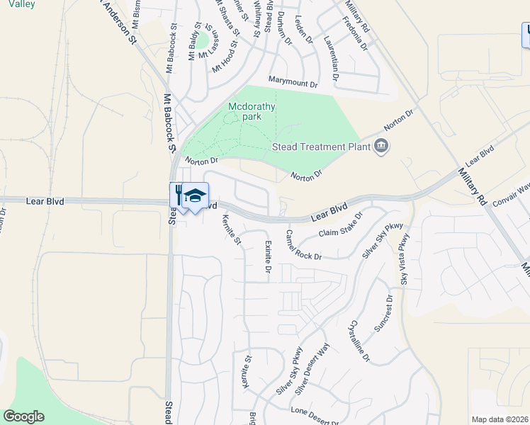 map of restaurants, bars, coffee shops, grocery stores, and more near 10060 Zeolite Drive in Reno