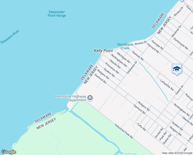 map of restaurants, bars, coffee shops, grocery stores, and more near 135 Sanford Road in Pennsville