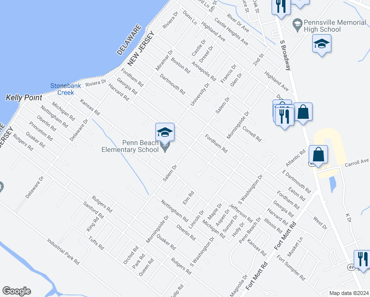 map of restaurants, bars, coffee shops, grocery stores, and more near 91 Harvard Road in Salem County