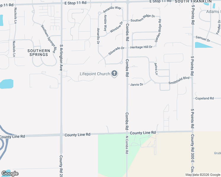map of restaurants, bars, coffee shops, grocery stores, and more near 8600 Combs Road in Indianapolis