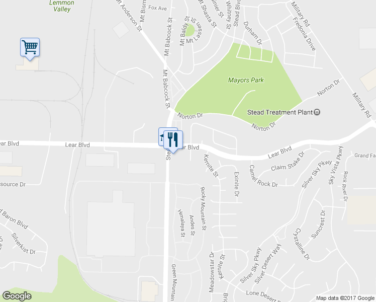 map of restaurants, bars, coffee shops, grocery stores, and more near 13890 Stead Boulevard in Reno