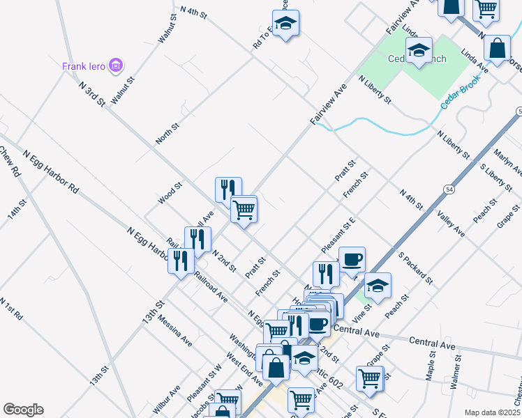 map of restaurants, bars, coffee shops, grocery stores, and more near 426 Bella Vita Court in Hammonton