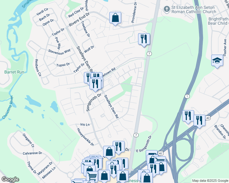 map of restaurants, bars, coffee shops, grocery stores, and more near 148 Liberty Terrace in Newark