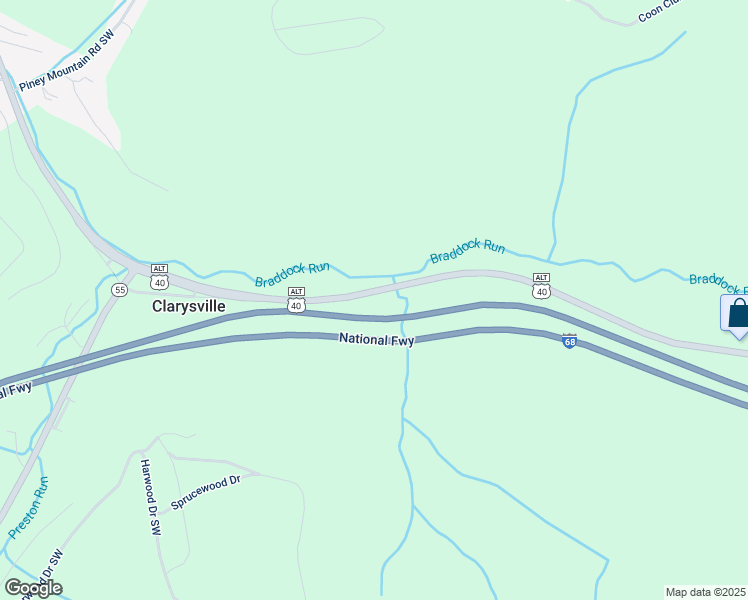 map of restaurants, bars, coffee shops, grocery stores, and more near 15800 National Highway Southwest in Cumberland