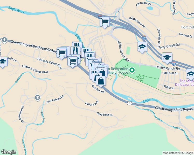 map of restaurants, bars, coffee shops, grocery stores, and more near 280 Main Street in Edwards