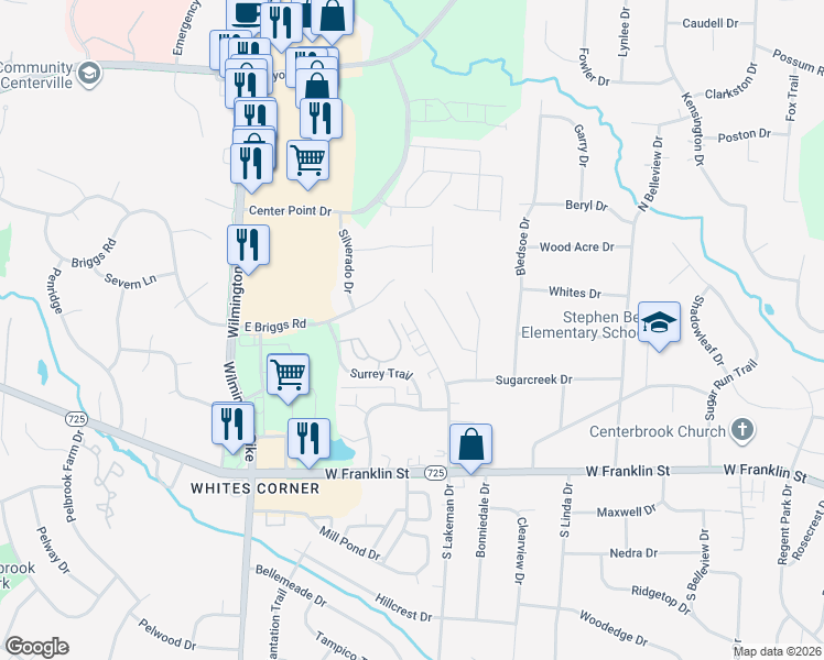 map of restaurants, bars, coffee shops, grocery stores, and more near 1849 North Lakeman Drive in Bellbrook