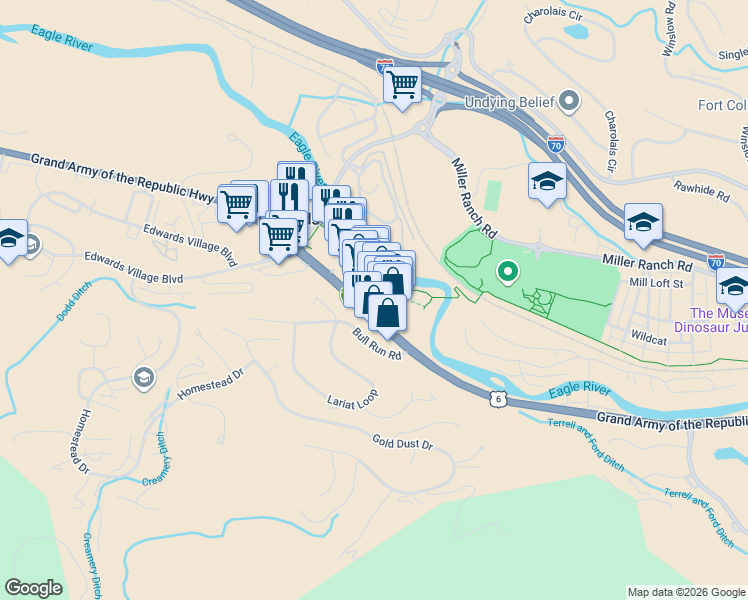 map of restaurants, bars, coffee shops, grocery stores, and more near 280 Main Street in Edwards