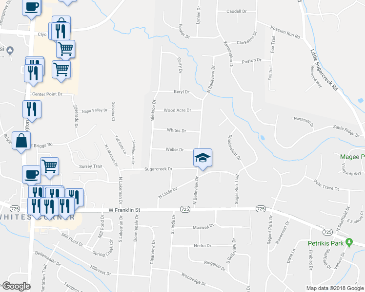 map of restaurants, bars, coffee shops, grocery stores, and more near 4194 Weller Drive in Bellbrook
